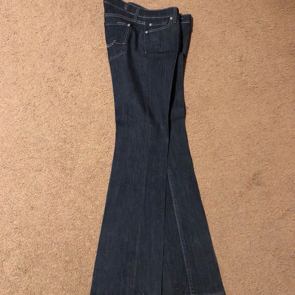 7 For All Mankind Blue Flare Wide Leg Jeans